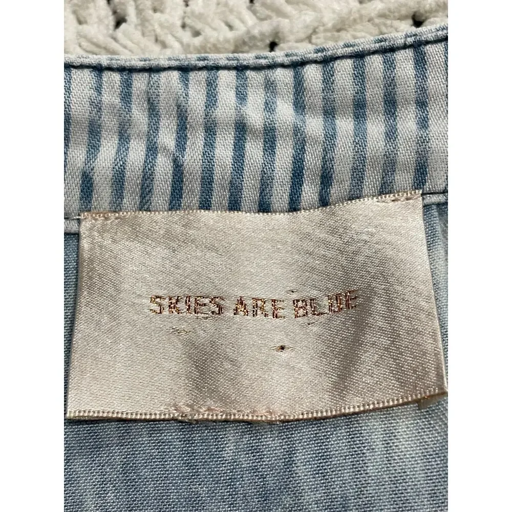 Skies Are Blue Full Zip Jacket Lightweight Womens Size Small Stripe 100% Tencel